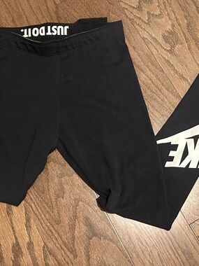 Nike Black Women’s Leggings with White Logo